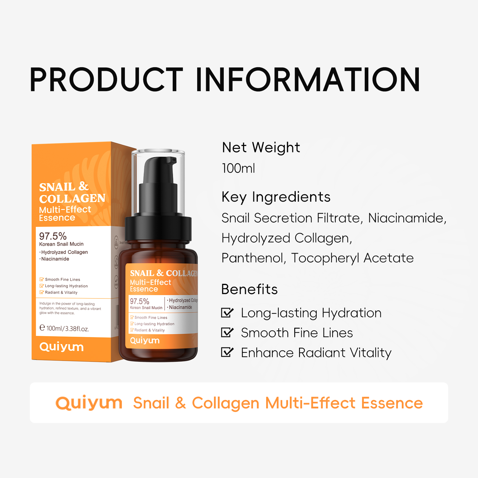 Quiyum Snail Mucin & Collagen  - Snail Mucin Essence 리뷰 및 가격